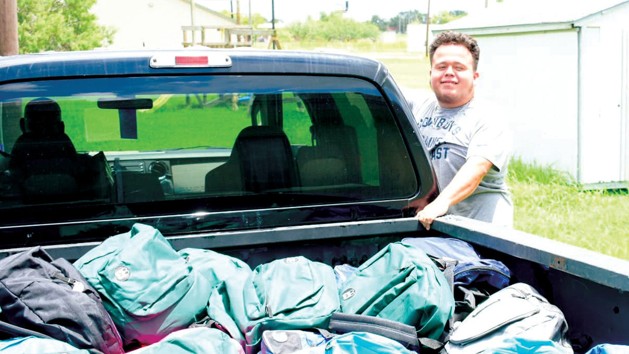 Pablo Perales Jr. delivers Mennonite Central Committee relief kit backpacks Aug. 6 to people impacted by hurricane damage and flooding in South Texas and Mexico. — Ana Alicia Hinojosa