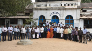 Members of the ad hoc committee for the General Council of MBCI stand in front of Mahabubnagar Mission Bungalow in 2018 after refurbishing it and claiming it as the group’s administration center. — Paul Gandham