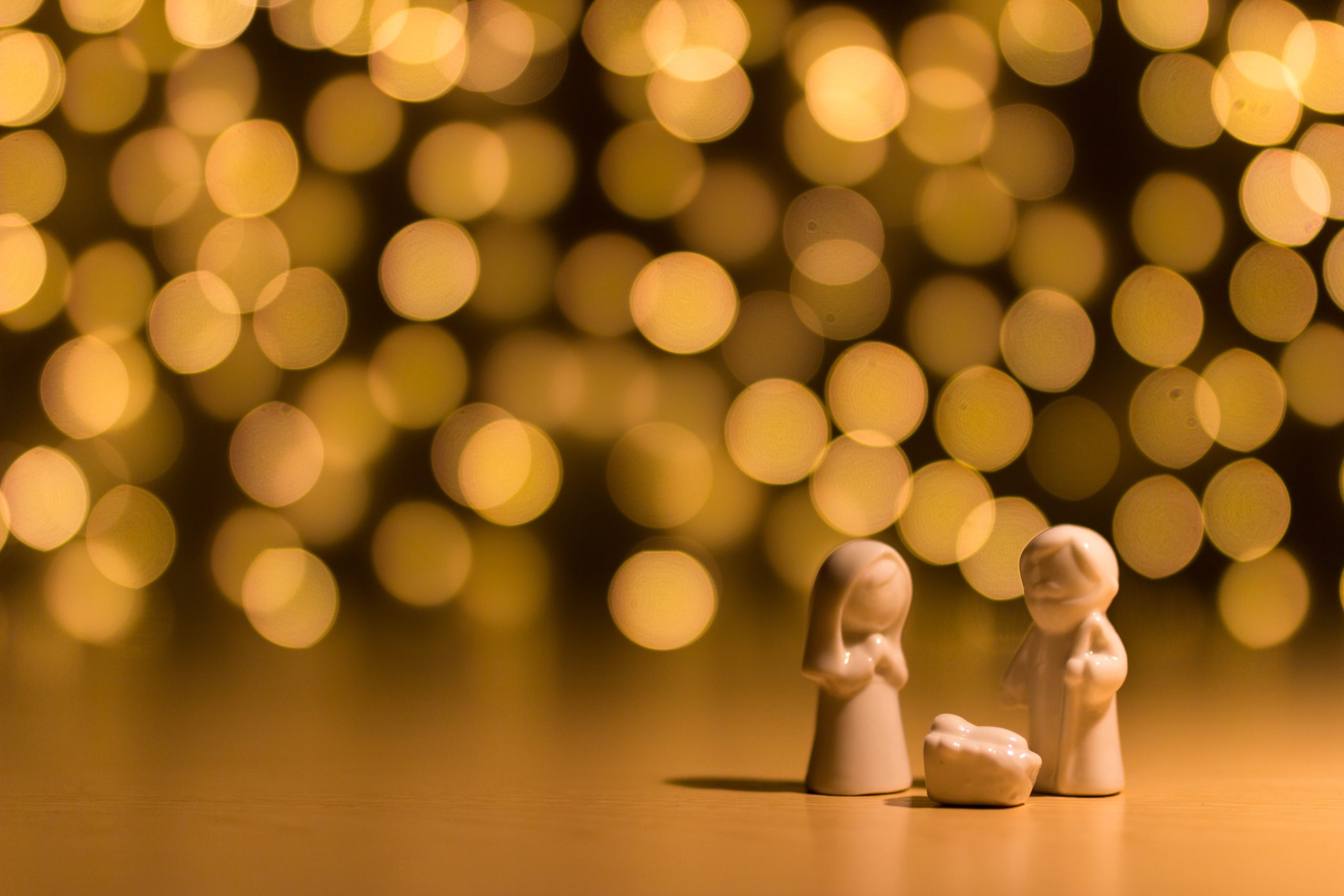 Nativity scene with small figurines.