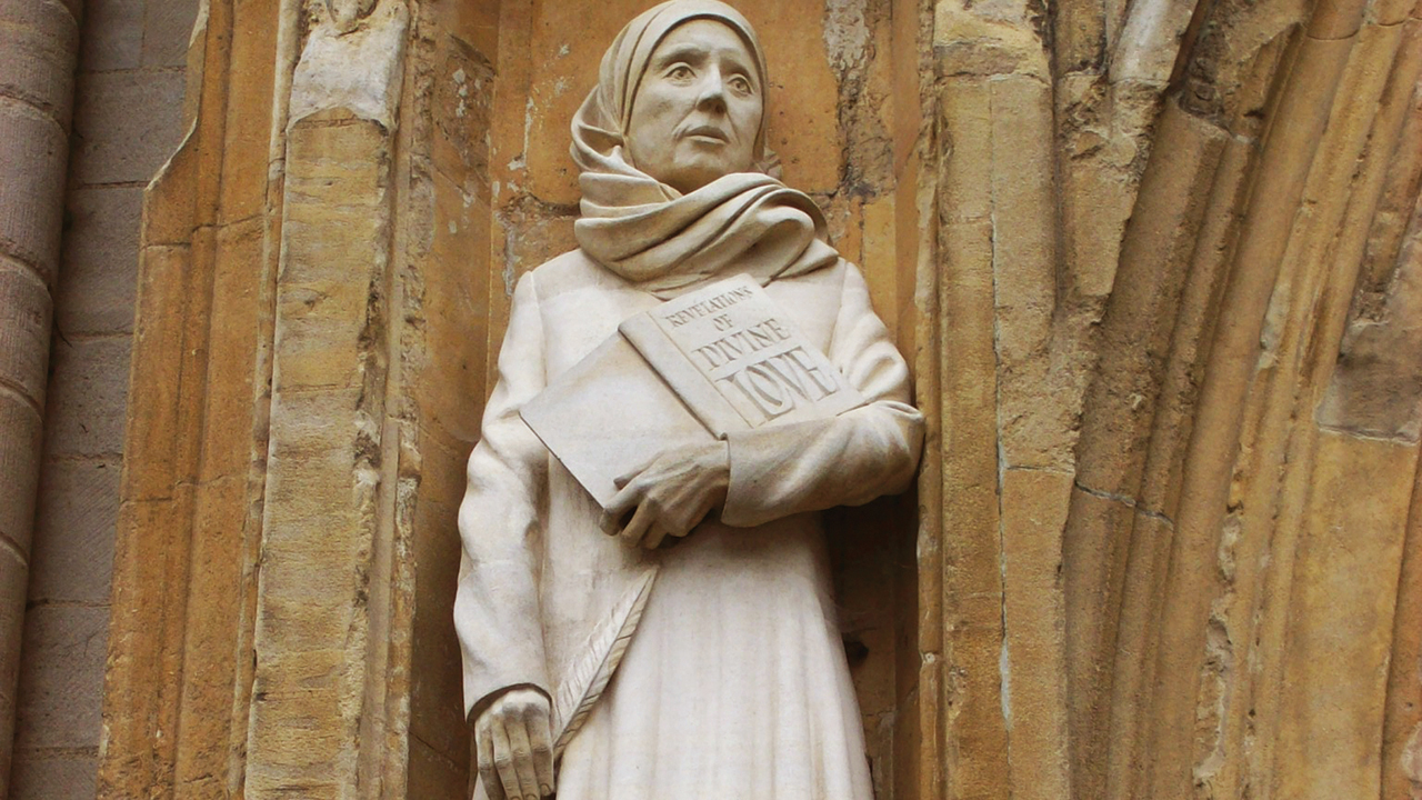 A statue of Julian of Norwich stands at Norwich Cathedral in England. — Wikimedia Commons