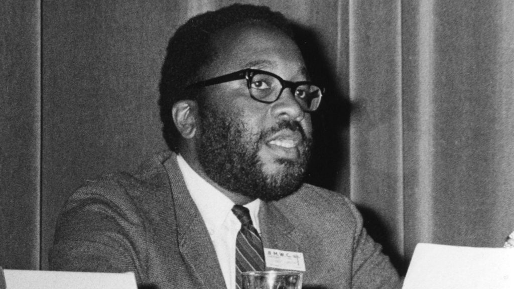 Vincent Harding addresses the Mennonite World Conference assembly in Amsterdam in July 1967. — Mennonite Church USA Archives