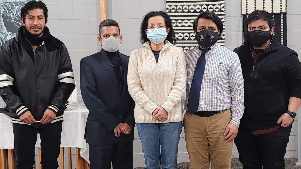 Pastor Naun Cerrato, second from left, is joined by the Piedra Viva Mennonite Church leadership team. — Piedra Viva Mennonite Church