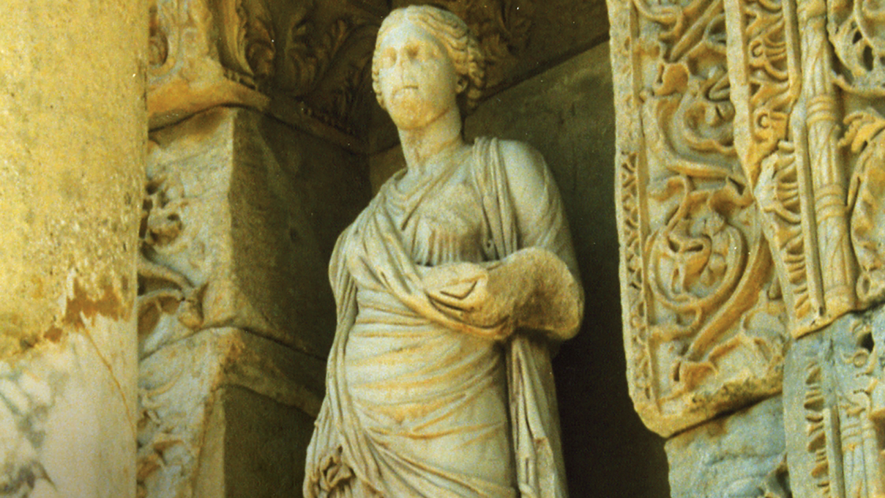 Personification of Wisdom at the Library of Celsus in Ephesus (second century). — Wikimedia Commons