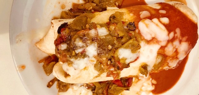 Christmas Style Burrito in Santa Fe; photo by Leann Augsburger.