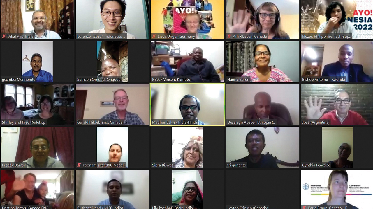 Participants from around the world take part in Mennonite World Conference’s bimonthly online prayer hour in July. — Mennonite World Conference