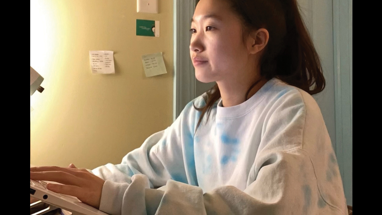 Seunga Park, a Lancaster Mennonite School student from South Korea, took classes on Zoom in 2020. — Lancaster Mennonite School