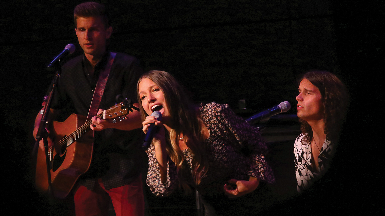 Girl Named Tom (Caleb, Bekah and Joshua Liechty) performs Oct. 1 at Goshen College’s Music Center. — Brian Yoder Schlabach/Goshen College