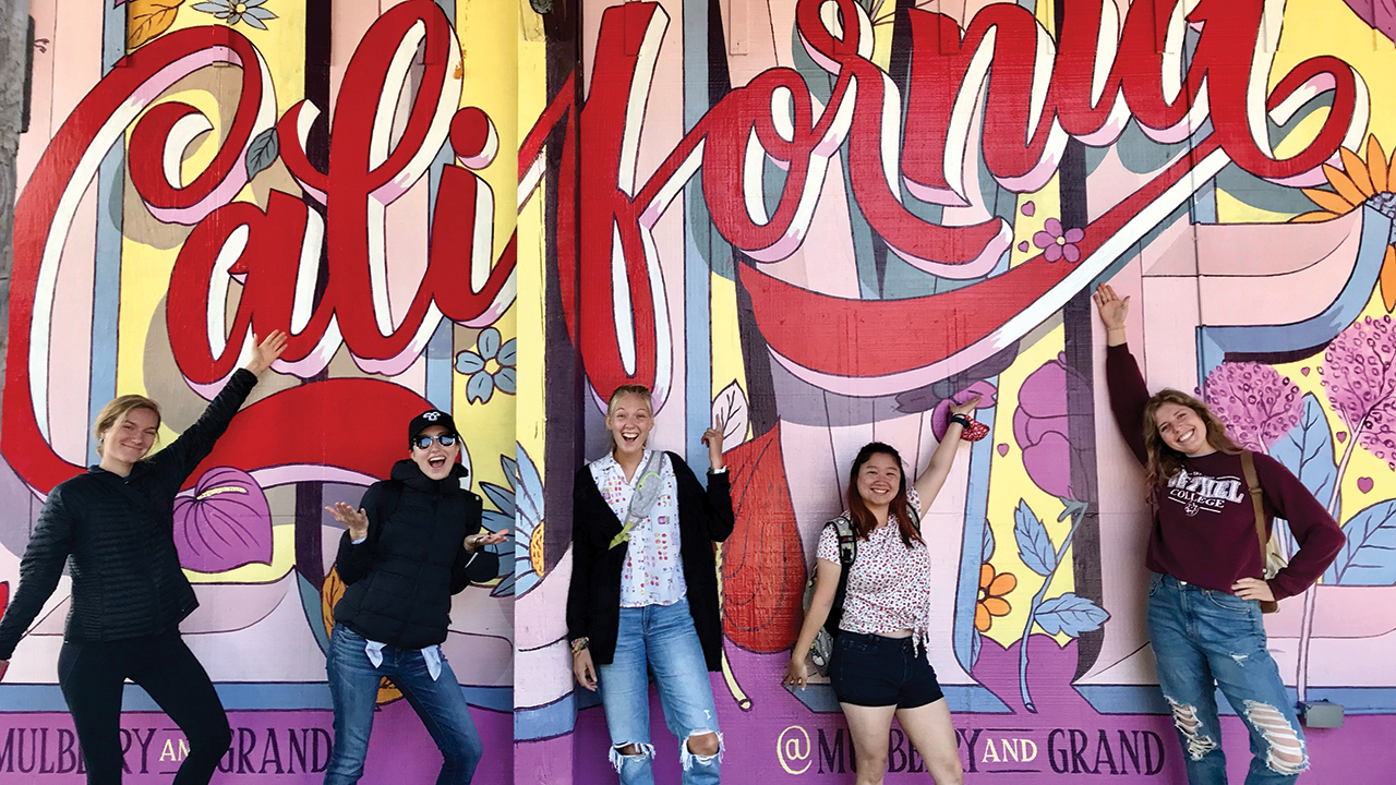 The 2021-22 San Francisco MVS unit, from left: Ashley Neufeld, Jillian Neufeldt, Anna Lubbers, Claire Waidelich and Polly Carlson. — Mennonite Mission Network