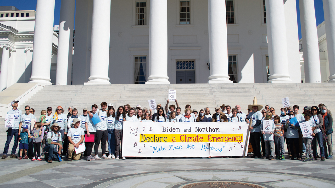 A “climate emergency choir” gathered Oct. 18 at the Virginia State Capitol in Richmond to call on political leaders to address the climate crisis. — Earl Martin