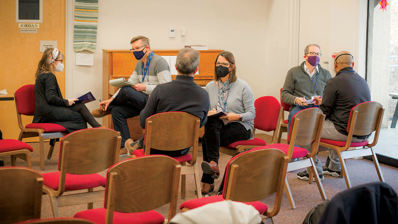 Participants at the Anabaptist Collaboration on Climate Change discuss how Anabaptist organizations can work together in response to climate change on Jan. 26-27 in Akron, Pa. — Joseph Harder/CSCS