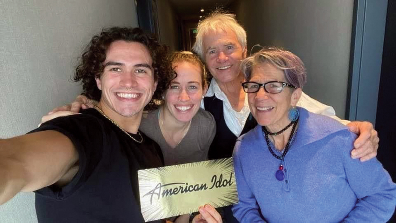 Skyler Maxey-Wert, his sister Willow and parents Will Maxey and Heidi Beth Wert celebrate his successful American Idol audition with his “golden ticket” to Los Angeles. — Heidi Beth Wert