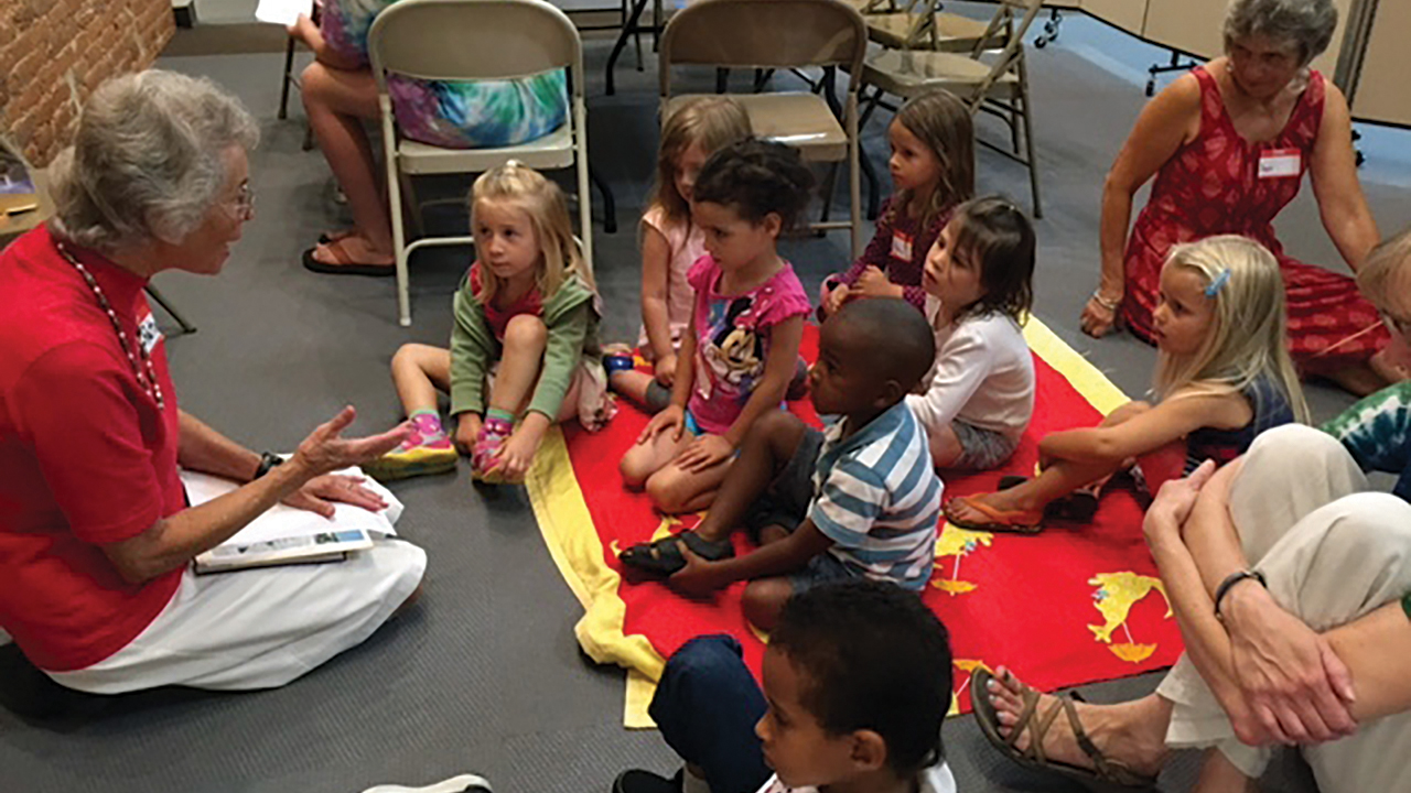Reta Halteman Finger teaches children at Community Mennonite Church in Harrisonburg, Va. — Jim Bishop