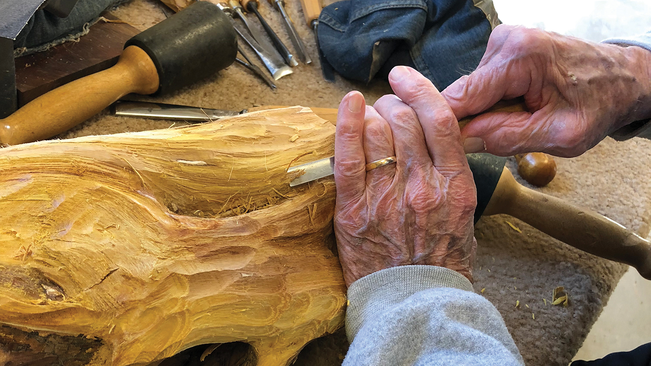 “John’s Hands.” John Gaeddert, a wood sculptor and retired pastor, died Nov. 12, 2020. — Eric Massanari