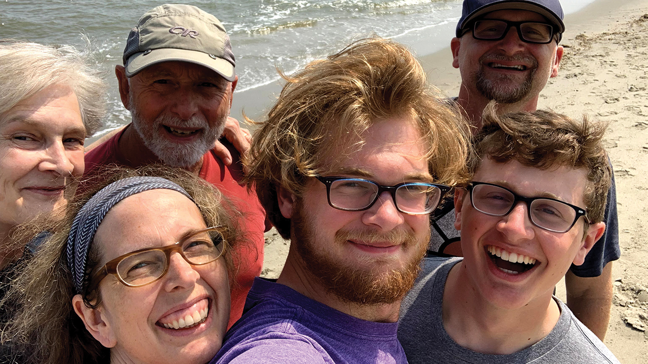 Three generations of Eashes and Eash-Scotts in August 2021. The author’s parents, Esther and William Eash, are at the upper left. Rachel and Peter Eash-Scott are at the lower left and upper right, with sons Daniel, center, and John between them. — Rachel Eash-Scott