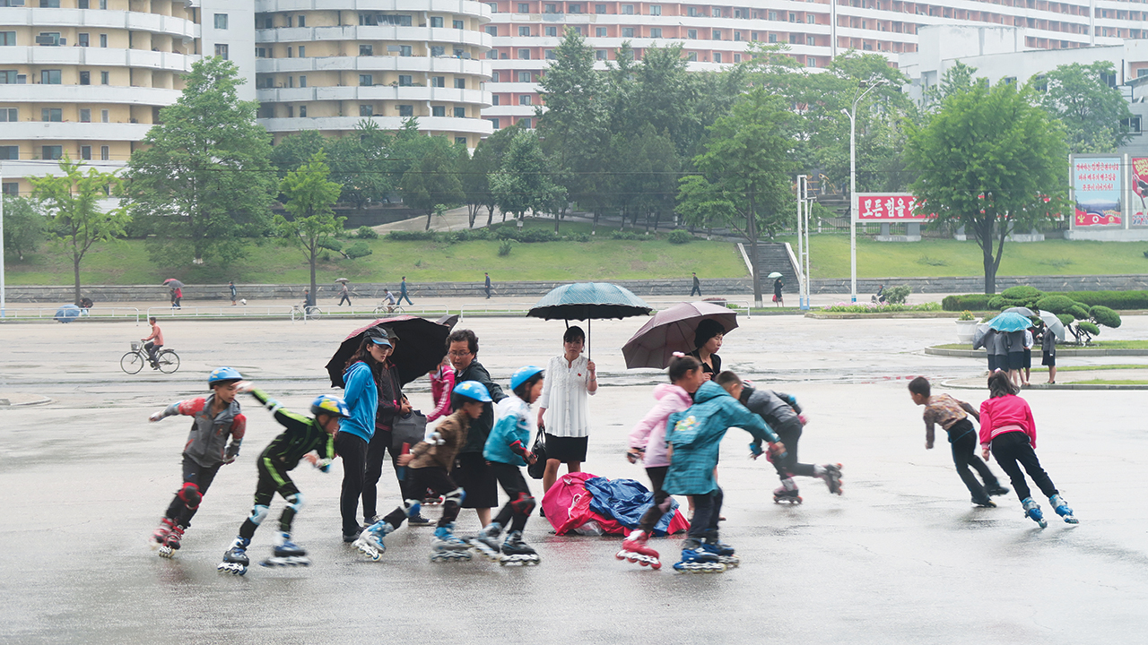 Children practice rollerblading in Pyongyang in 2018. UNICEF warns sanctions have harmful effects on children and other vulnerable people. — American Friends Service Committee