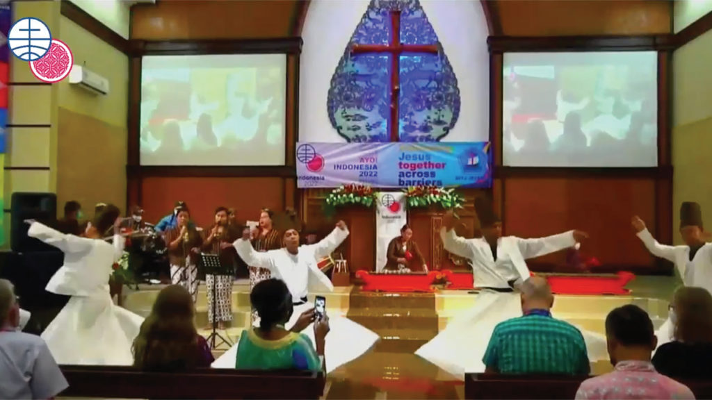 Sufi Islamic dancers participate in a July 6 Mennonite World Conference assembly worship service at Congdut GITJ Jepara, a Mennonite church in Central Java. — Mennonite World Conference