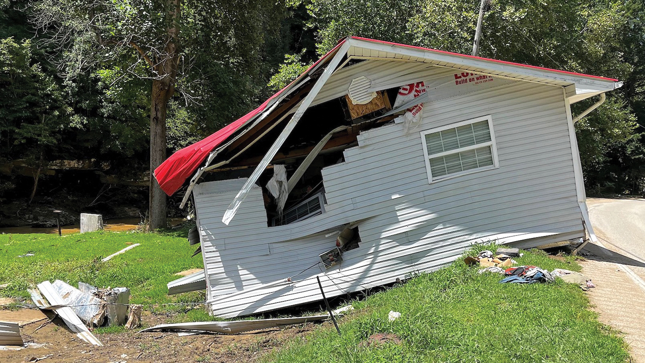 A home is washed off its foundation near Hindman, Ky. — Kevin King/MDS