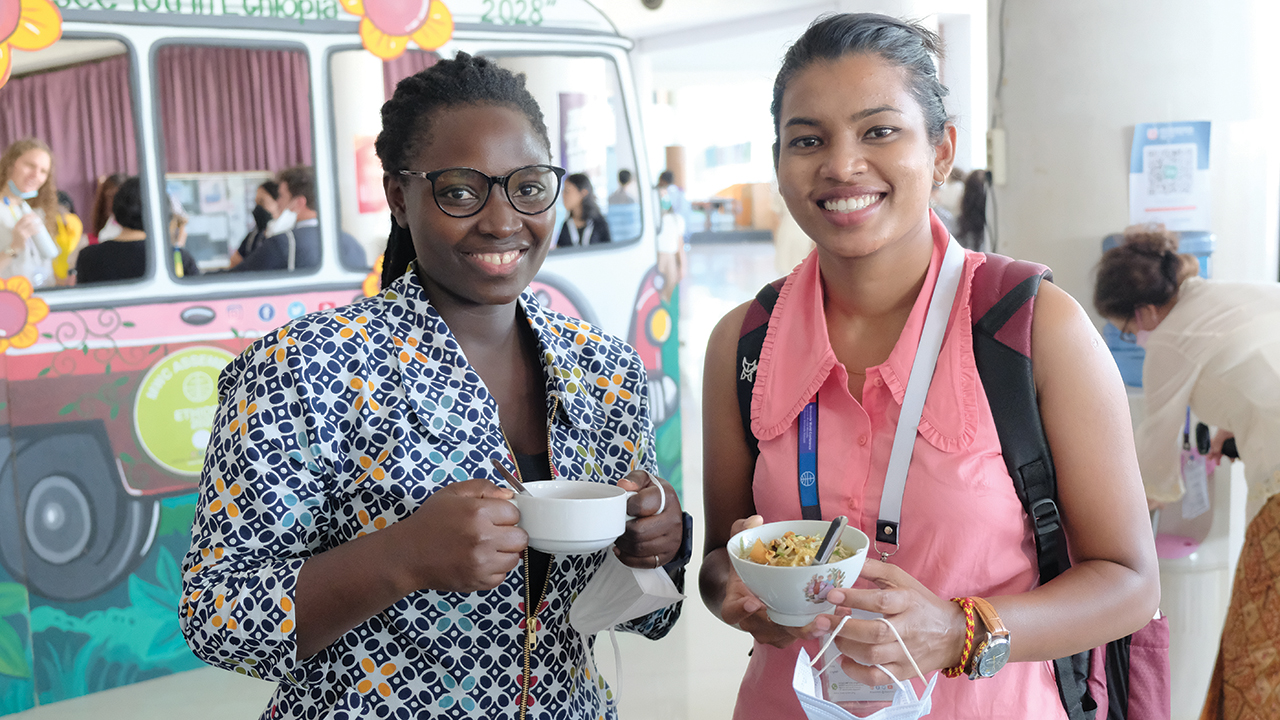 Indonesia assembly participants enjoyed a meal together after the closing worship service. — Kresna Kurniawan/Meetinghouse