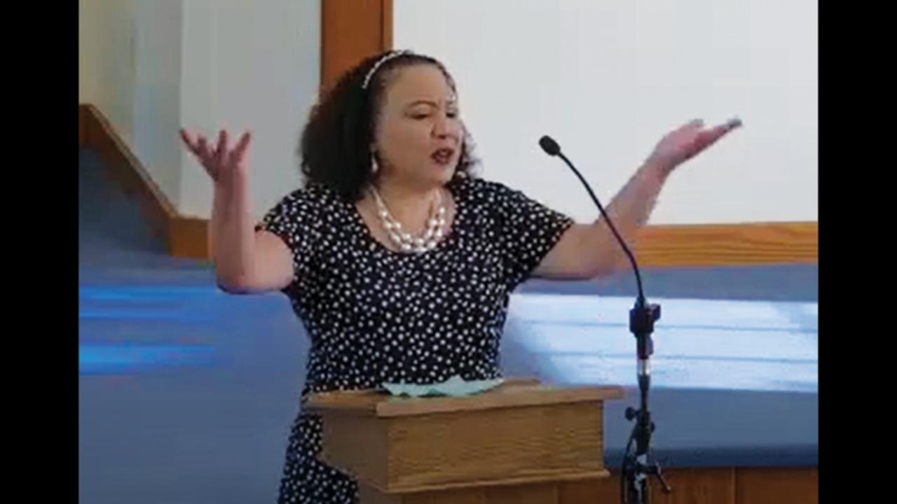 Melody Pannell shares in Sunday school last fall at Zion Mennonite Church in Broadway, Va. — Zion Mennonite Church