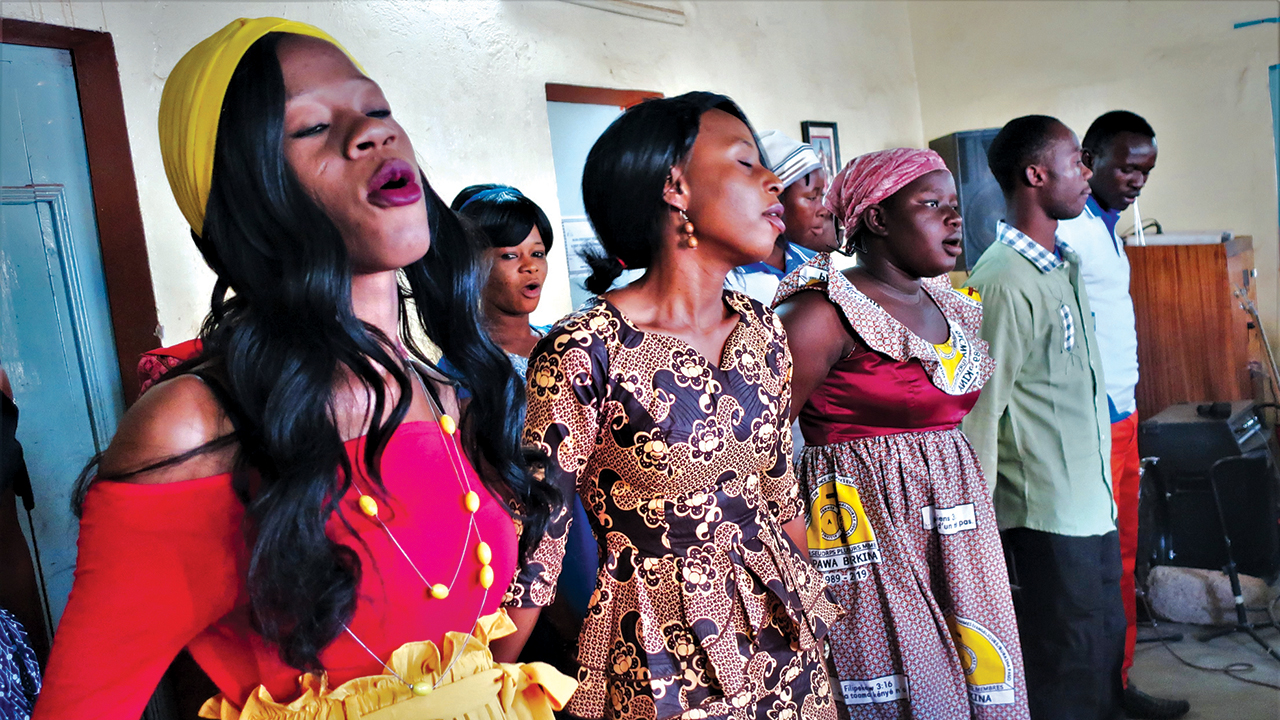 A choir sings at a Mennonite church in Burkina Faso, where a Mennonite World Conference delegation worshiped in in 2020. — J. Nelson Kraybill/MWC