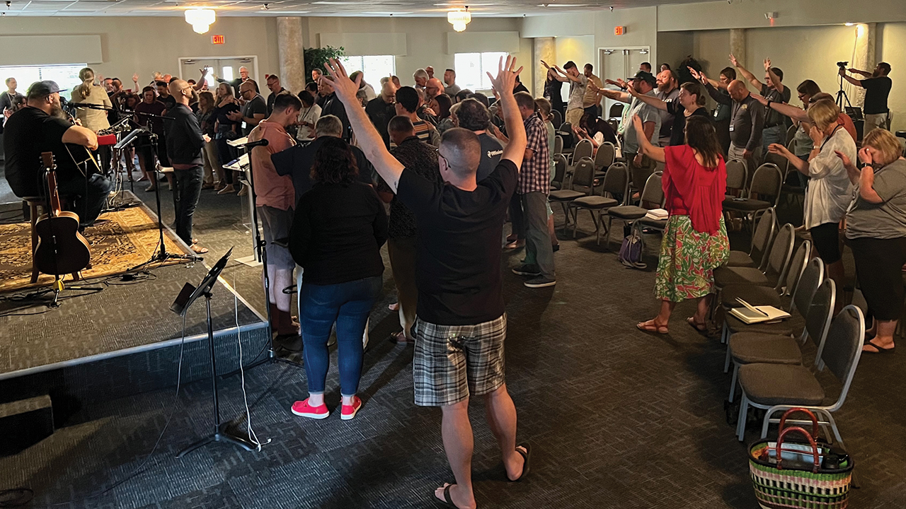 A blessing takes place in February at Flourish, Evana Network’s annual event for pastors and spouses. — Evana Network