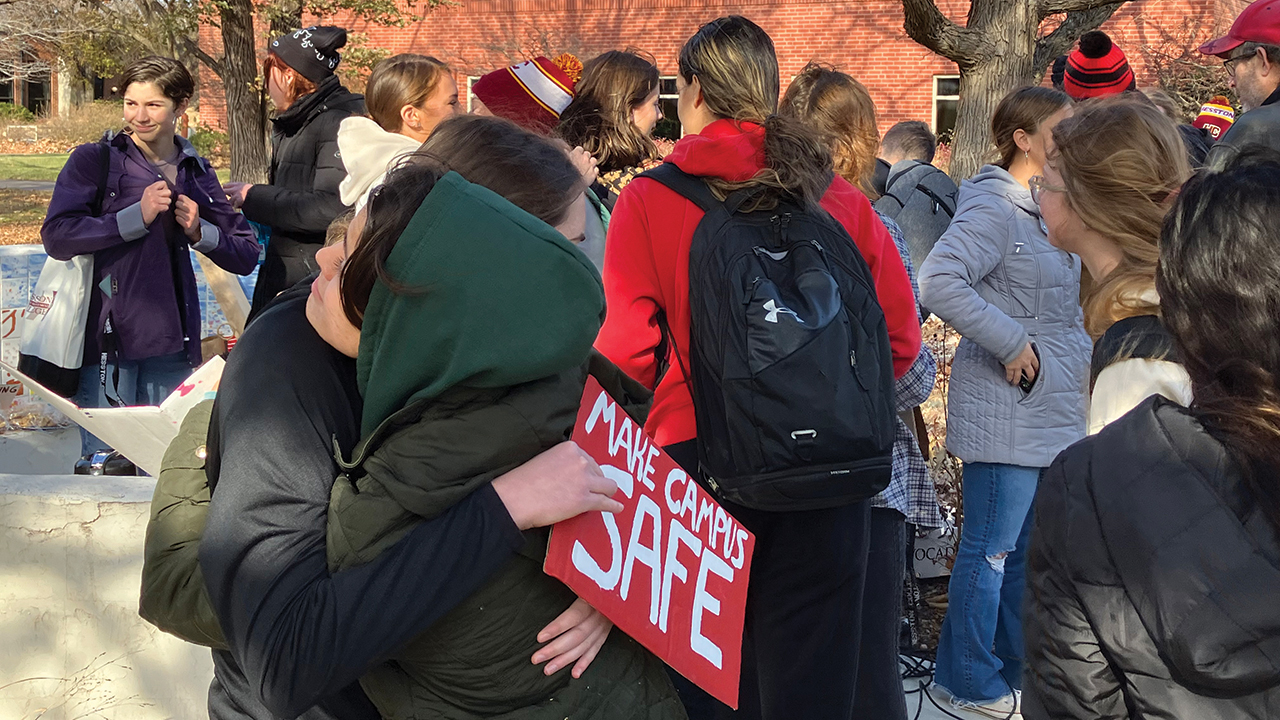 Hesston College students protested the college’s handling of sexual violence reports on Dec. 2. — Paul Schrag/AW