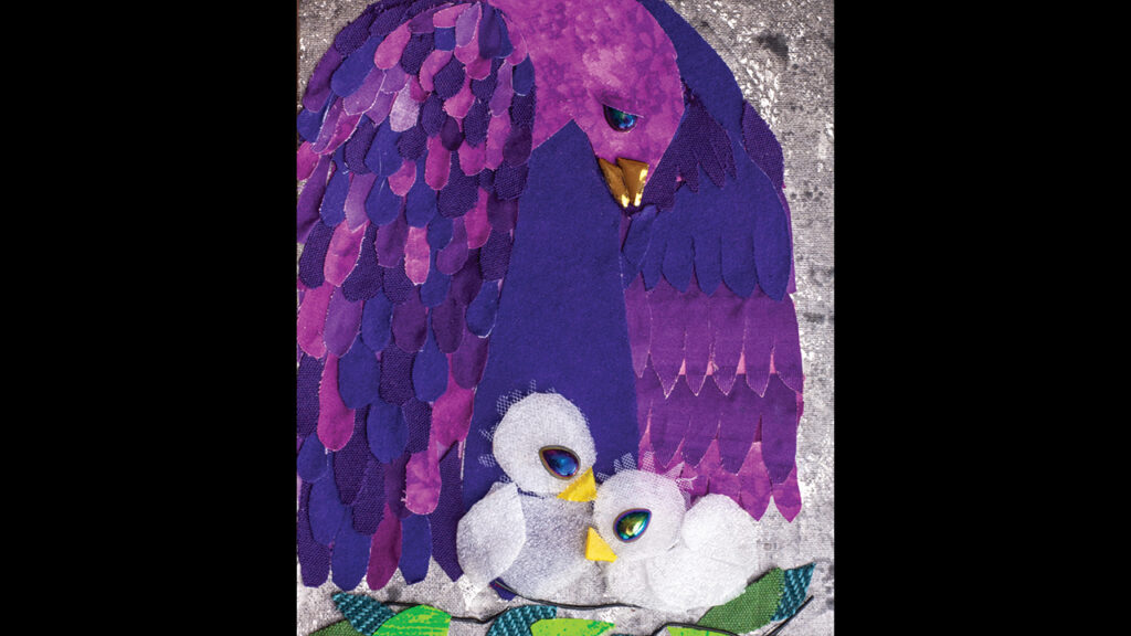 DIVINE METAPHORS — Ruth Goring illustrated Psalm 91, “Song of Shelter,” with a mother eagle sheltering her chicks, and Psalm 23, “Song of a Shepherd.” Goring, who attends Living Waters Community Church in Chicago, works in collage, mosaic and chalk pastels.
