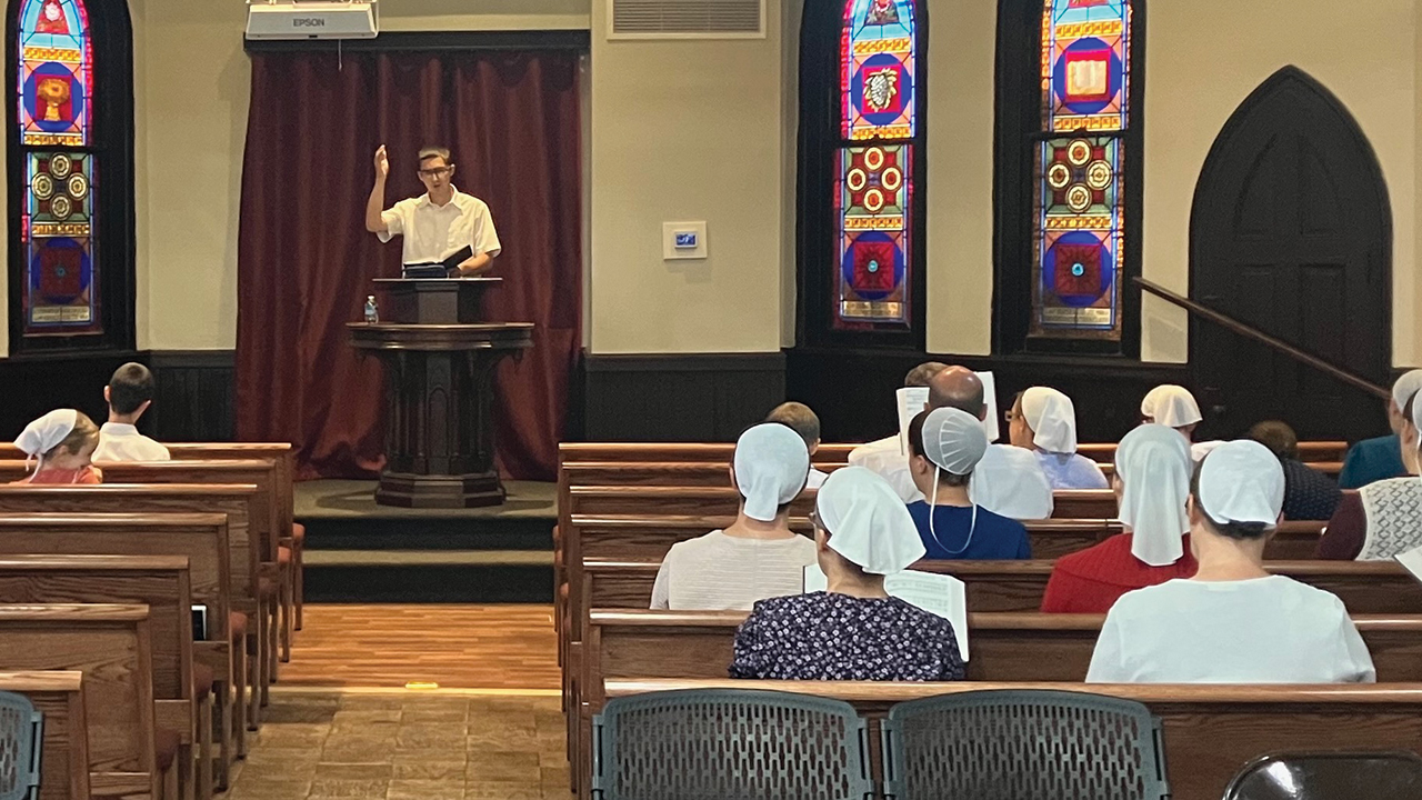 Congregational singing June 11 at Hampden Mennonite Church in Baltimore, Md. — Nathan Zook
