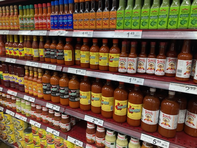So many hot sauces, but where is the Sriracha? Photo by Leann Augsburger