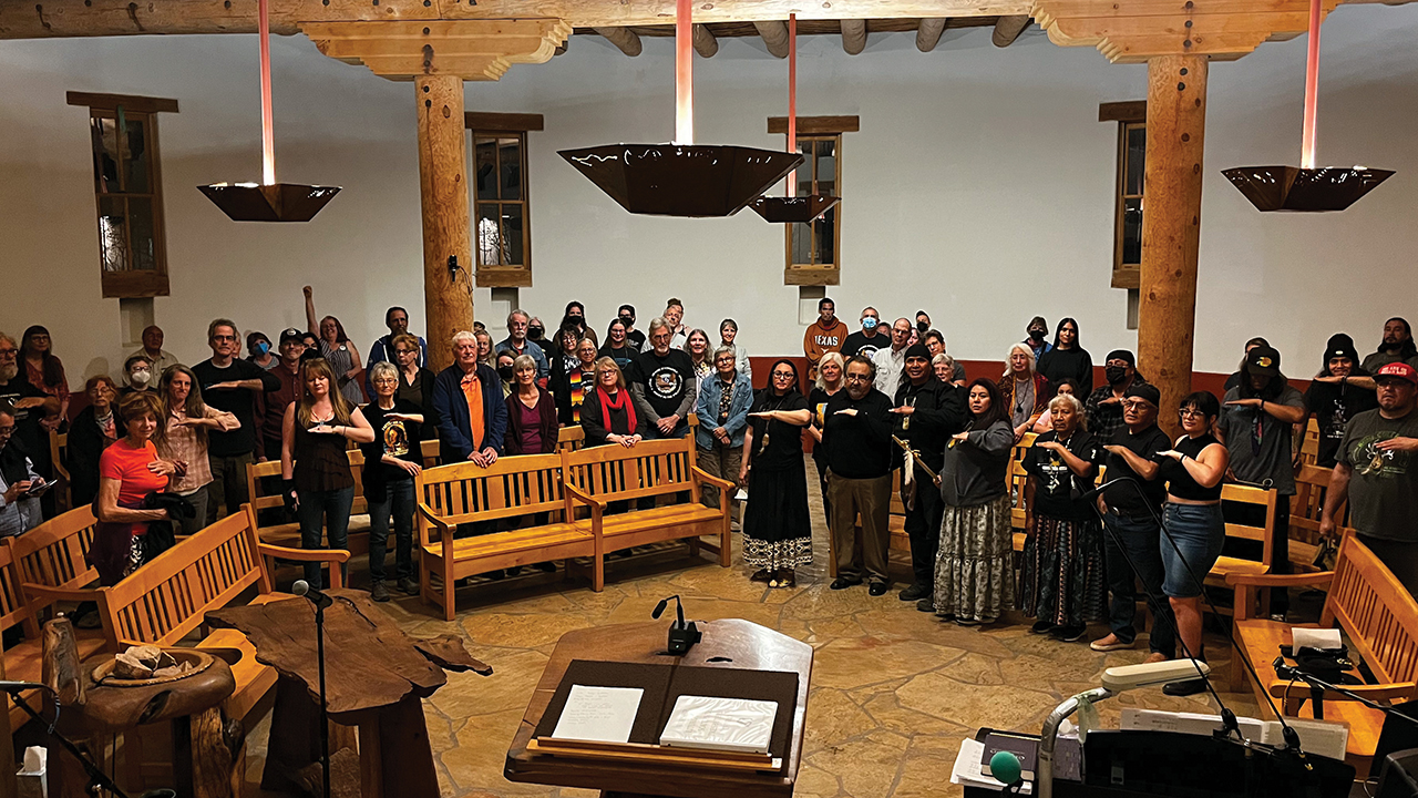 Members of the Coalition to Dismantle the Doctrine of Discovery and Apache Stronghold attend the March 21 court case in the United States Courts for the Ninth Circuit in Pasadena, Calif. — Steve Pavey