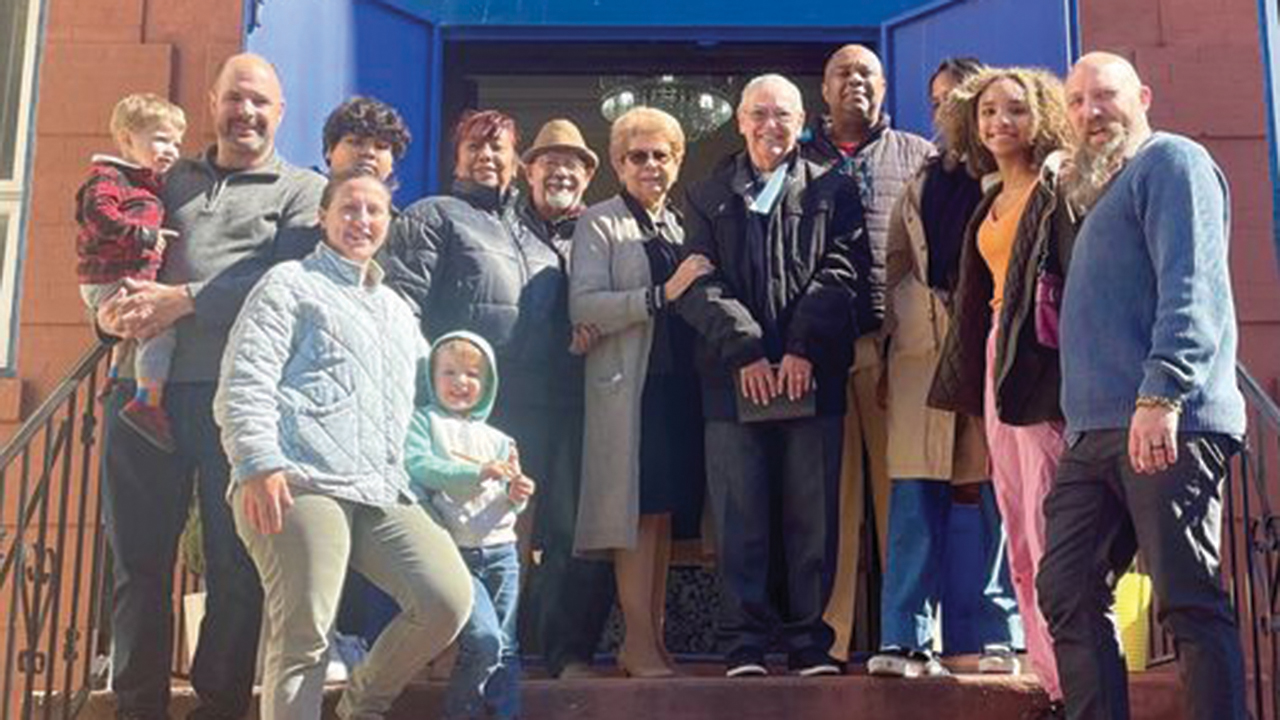 Jason Storbakken, far right, with members of Brooklyn Peace Church at its 2022 launch. — Mennonite Church USA