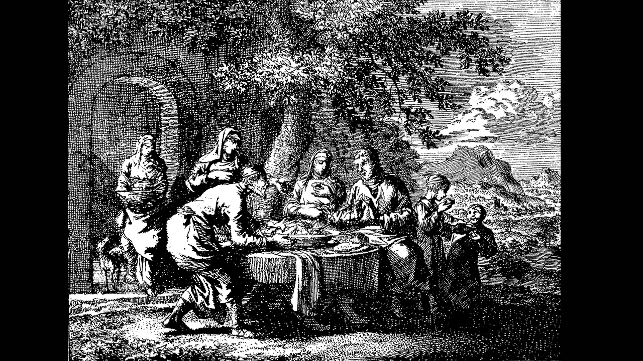 This print by Jan Luyken (best known for his art in Martyrs Mirror), illustrating Jesus’ command in Matthew 25:35 to feed the hungry, points to the motivation behind Dutch Mennonites’ aid to the Swiss Anabaptists. — Anabaptist World