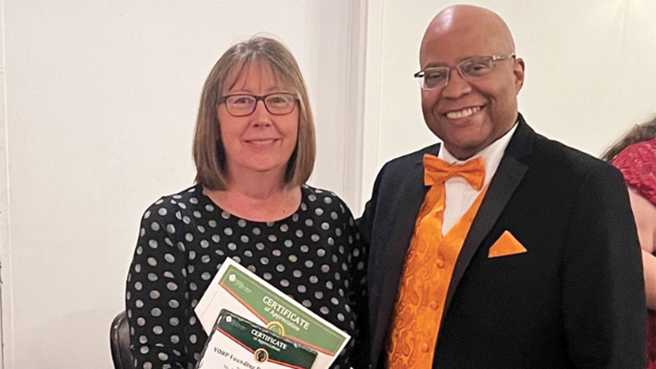 Lorraine Stutzman Amstutz with Irwin Larrier. — Kathy Royer