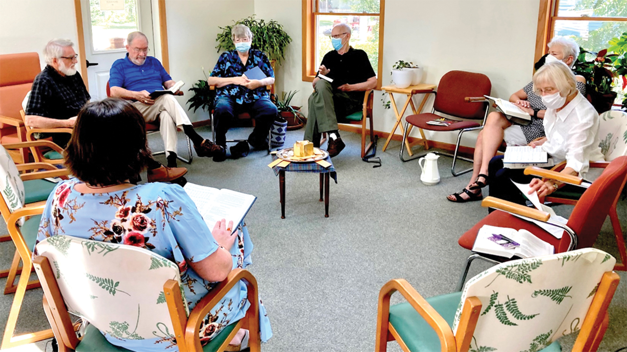 Participants in a sacred listening session at Ames Mennonite Church in Iowa on July 24, 2022. — Jane Thorley Roeschley