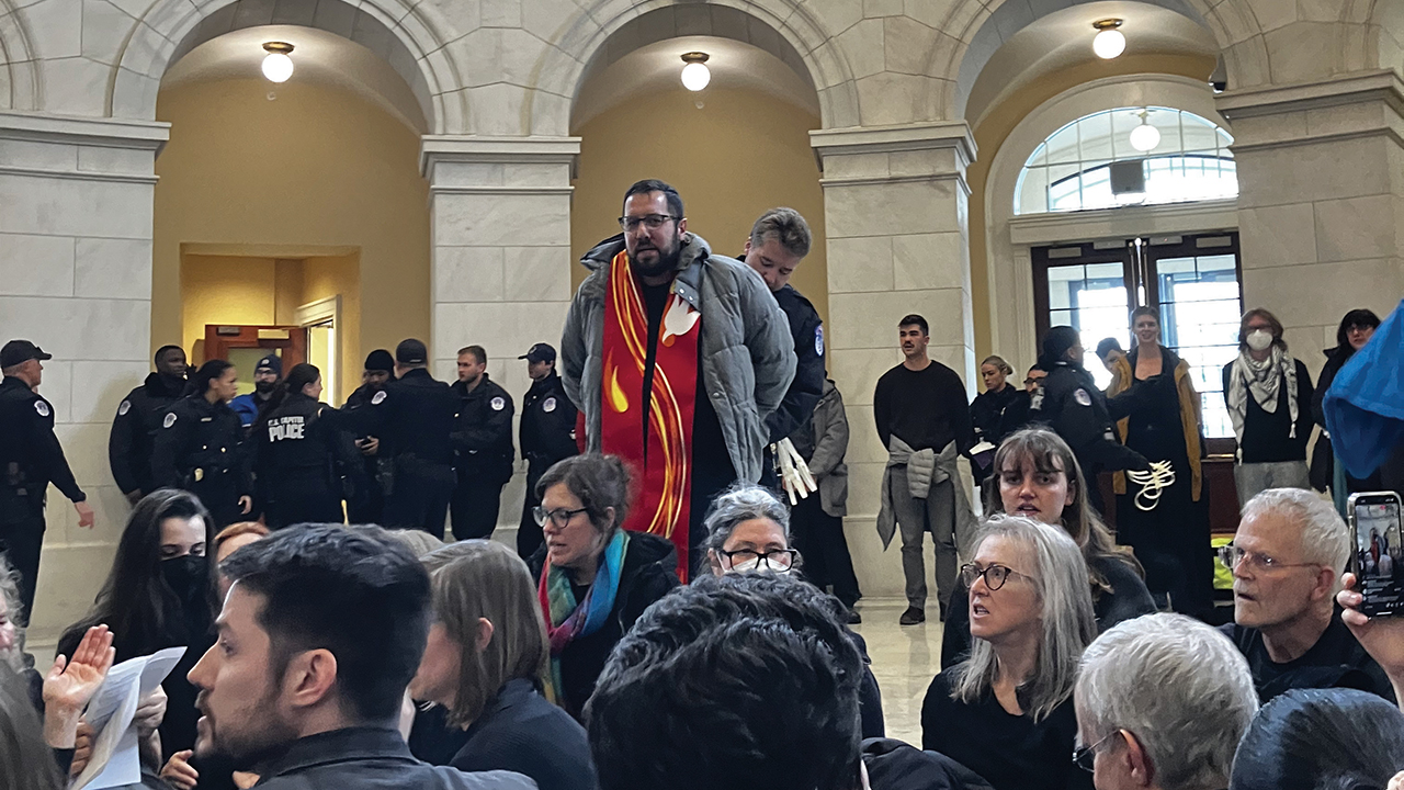 David C. Cramer is arrested in the rotunda of the House of Representatives’ Cannon House Office Building on Jan. 16. — Katie Misz