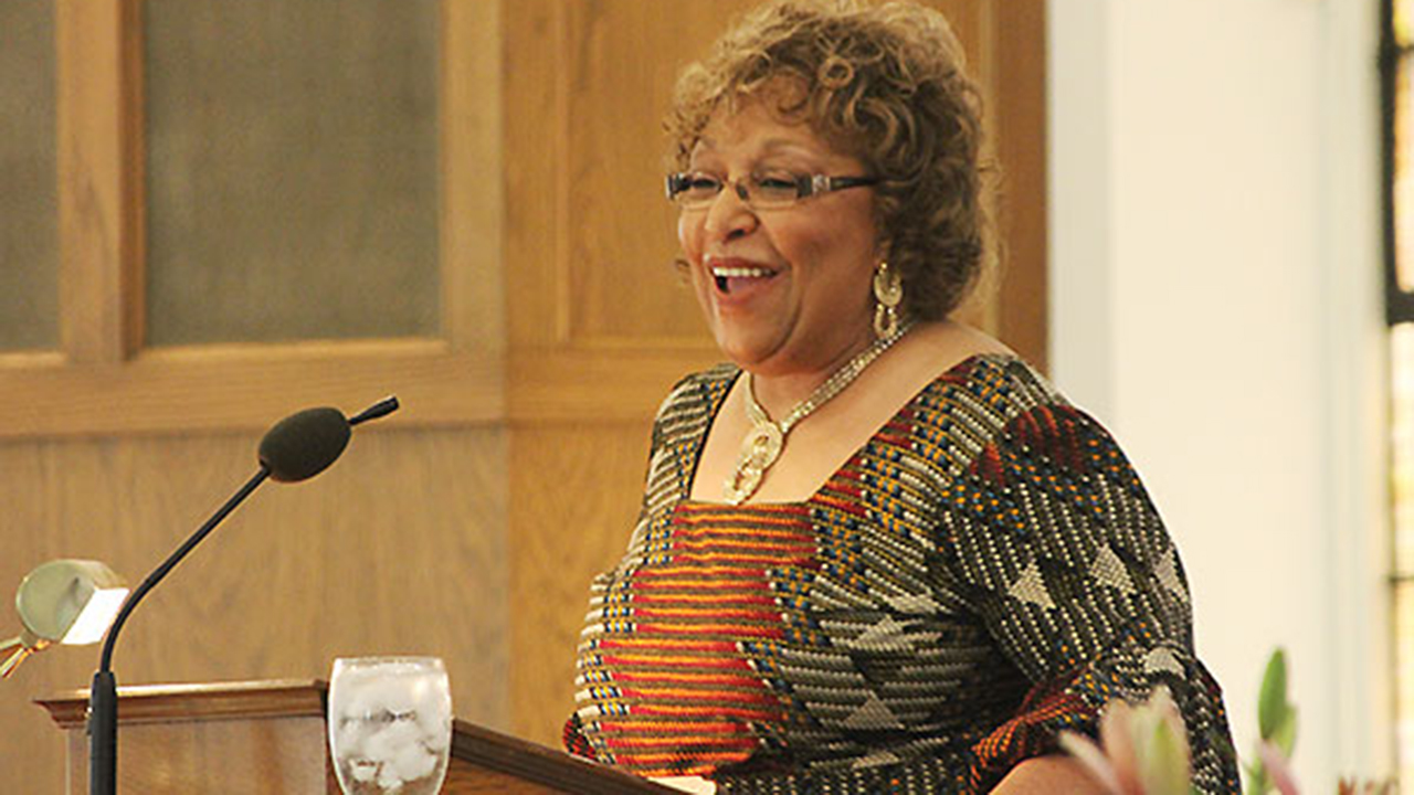 Belita Mitchell preaches for an intercultural retreat hosted in 2015 by Harrisburg First Church of the Brethren in Pennsylvania. — Regina Holmes