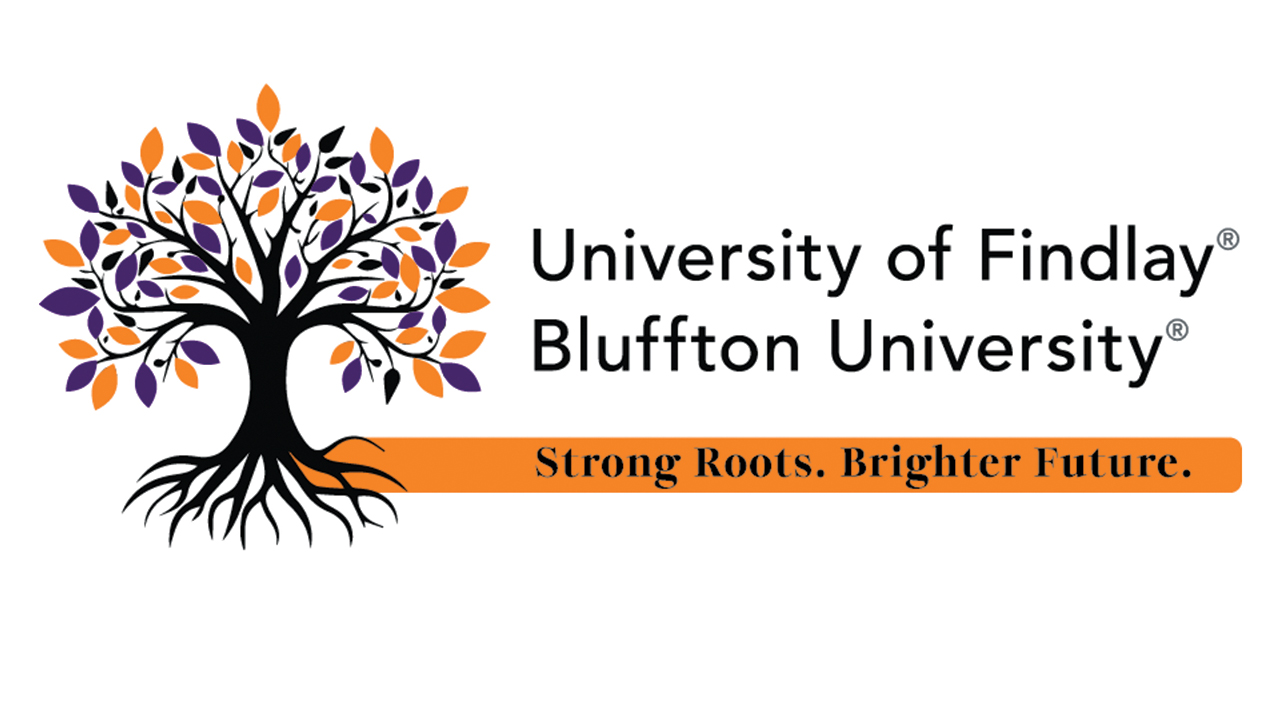 Bluffton University and University of Findlay announced a merger March 20 and introduced this artwork, to be replaced with a new joint brand when the new university structure is formalized, which is anticipated to take place in fall 2025. —Bluffton University and University of Findlay