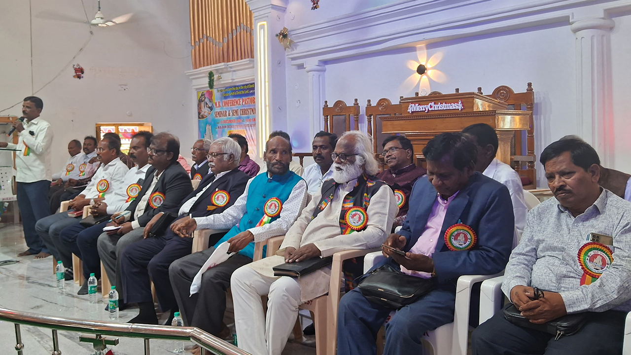 Members of the Governing Council of the Conference of the Mennonite Brethren Church of India visit Mennonite Brethren Zion Church in Chinna Chinta Kunta on Dec. 15 for pre-Christmas festivities and seminars. — Conference of the Mennonite Brethren Church of India