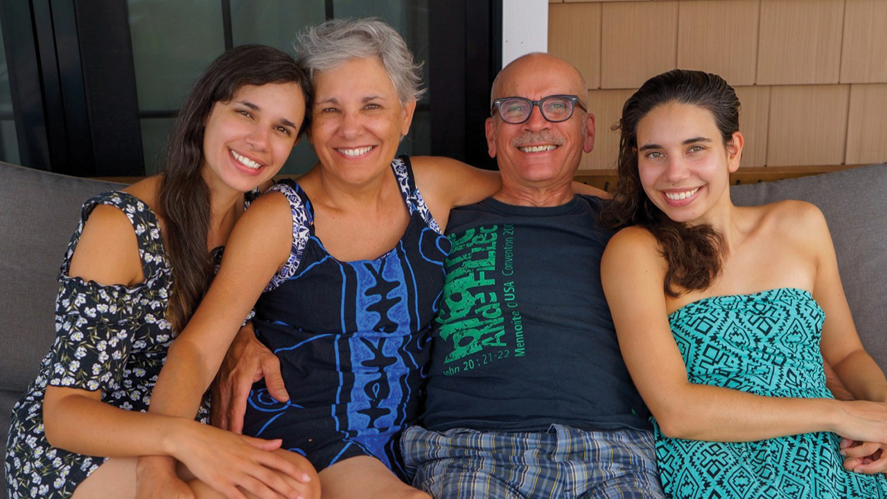 Sara Albrecht Soto, Elizabeth Soto, Frank Albrecht and Yentli Soto Albrecht, at the Jersey shore two months after Frank’s ALS diagnosis in 2023. — Sam Riegel