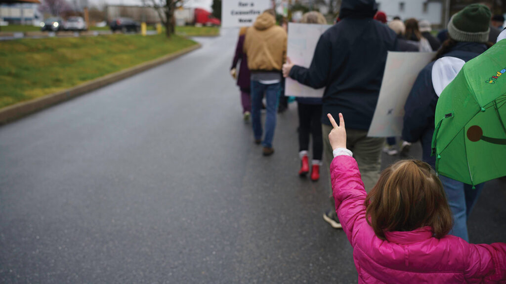 Demonstrators march for a cease-fire in Gaza March 27 in Lancaster, Pa. — Christy Kauffman