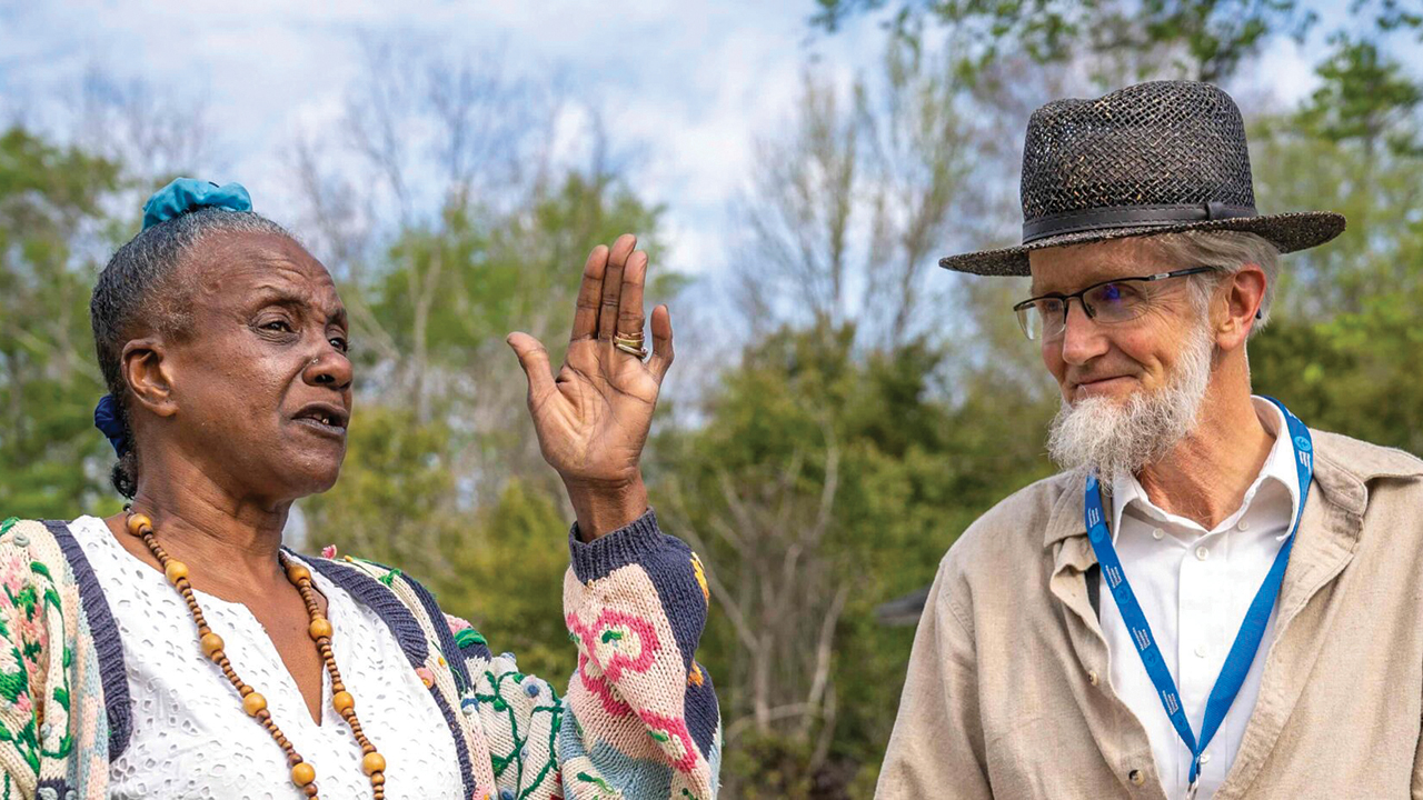 Homeowner Doris Hale speaks with Mennonite Disaster Service and Disaster Aid Ohio project director Gid Yoder in Selma, Ala. — Mennonite Disaster Service