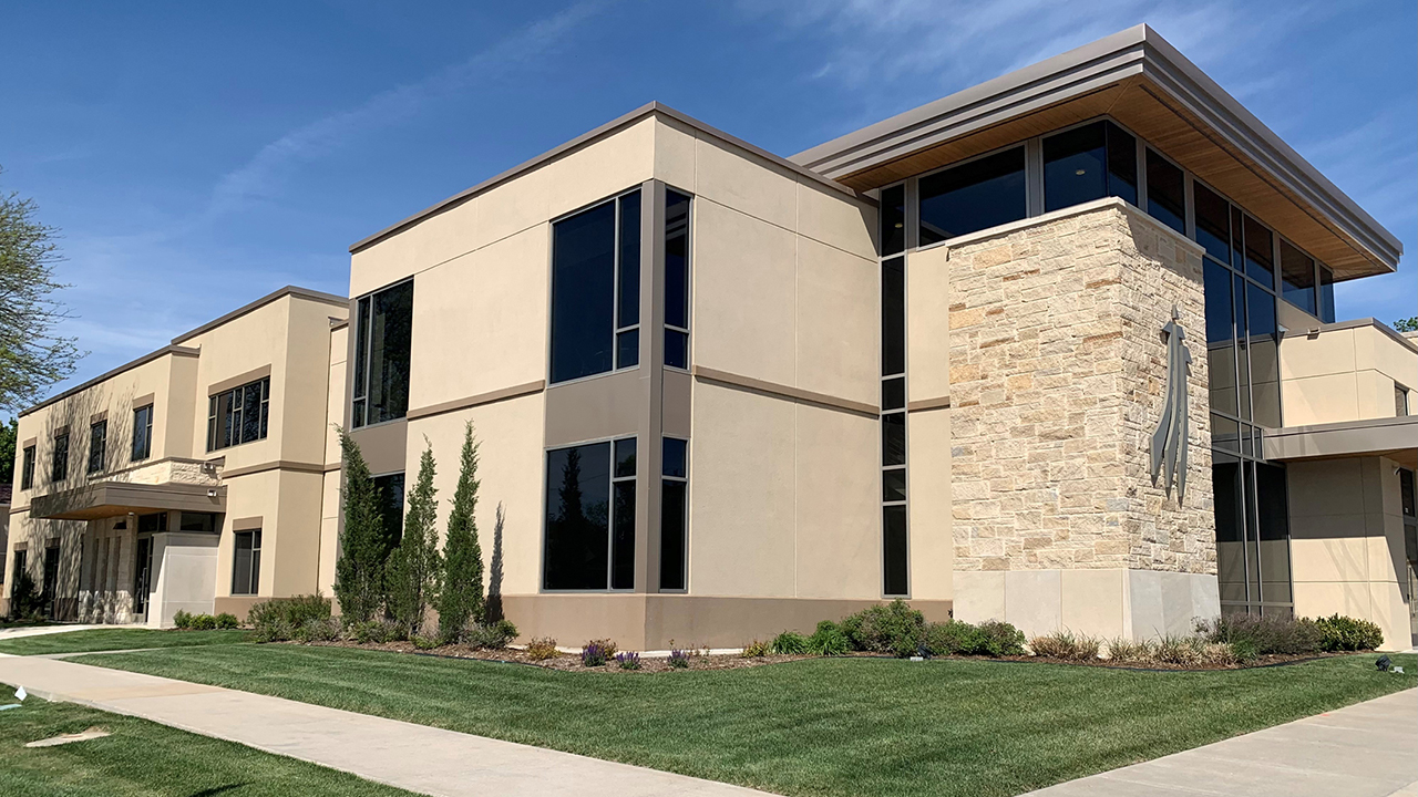 The entrance to the new ministry space and expanded portion of MB Foundation’s Hillsboro, Kan., offices is to the left. — MB Foundation