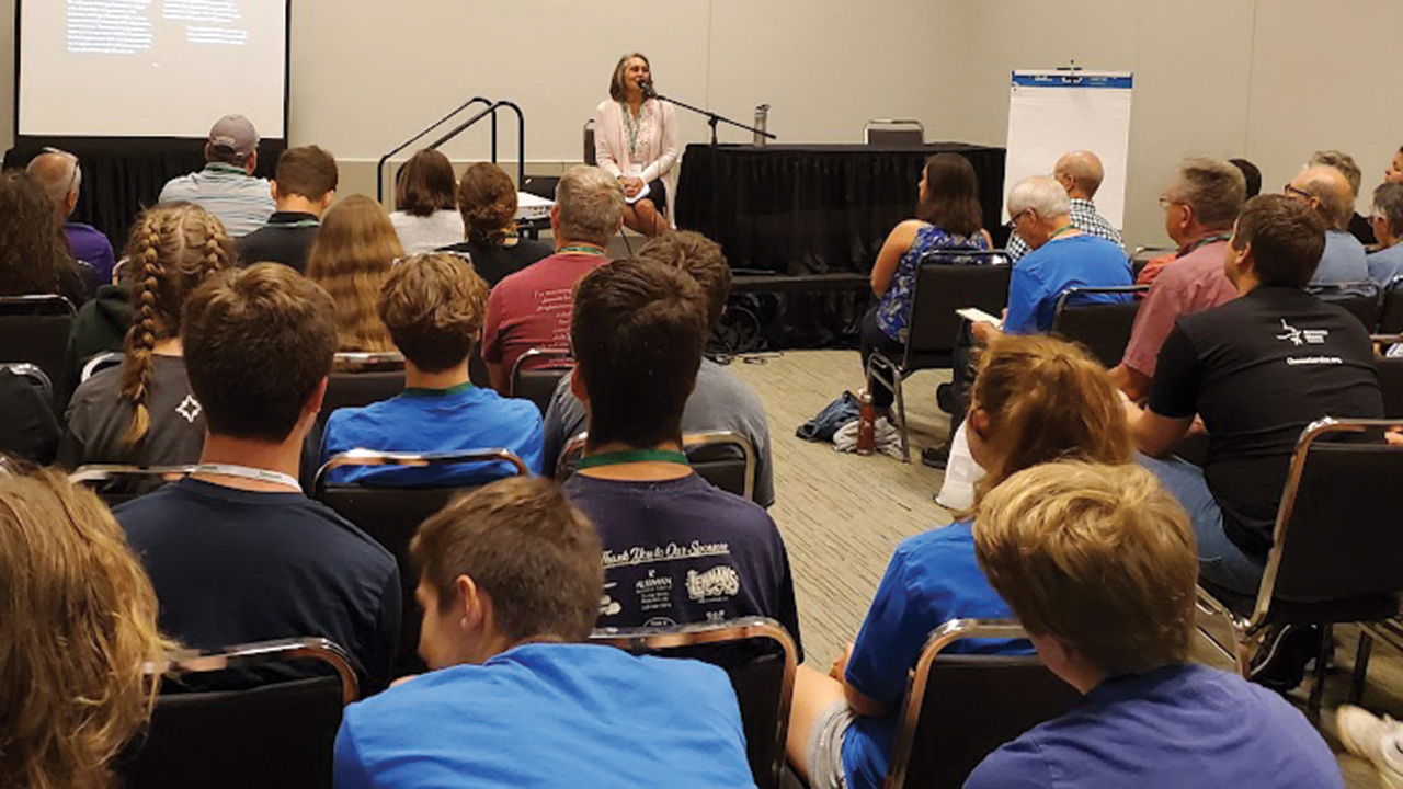Jeanne Zimmerly Jantzi and Joel Gaines (joining virtually) lead a seminar on “The Messy Struggle of Antiracism” at the Mennonite Church USA convention in Cincinnati in 2021. —Courtesy of Jeanne Zimmerly Jantzi