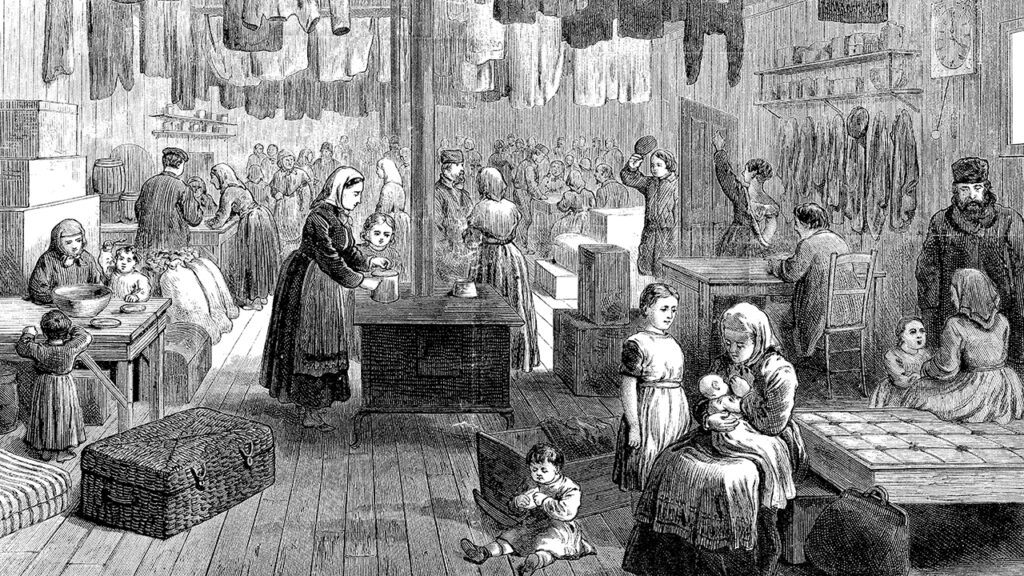 “The temporary home of the Russian Mennonites” filled two pages in the March 20, 1875, edition of Frank Leslie’s Illustrated Newspaper. The Santa Fe Railroad, from whom the Kansas settlers purchased their land, assisted in building five immigrant houses.