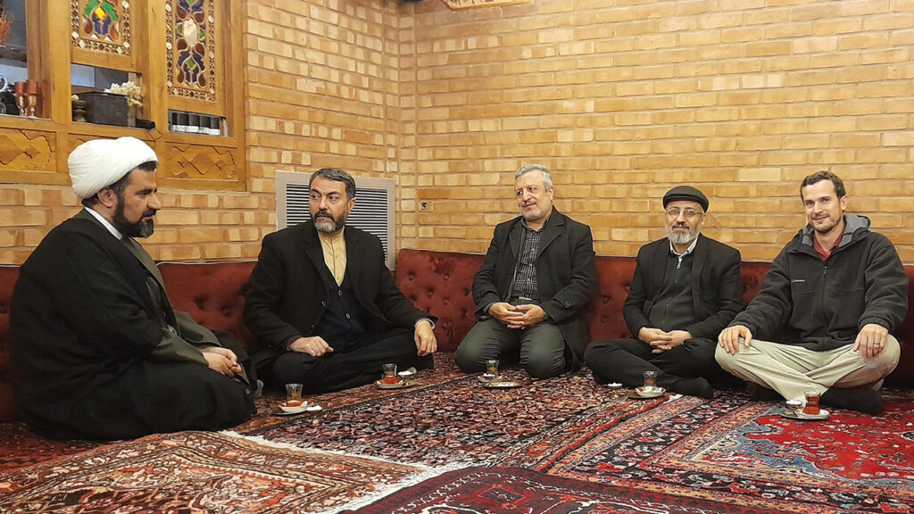 Peter Sensenig, right, in Qom, Iran, with Positive Global Ethics conference participants, from left, Mohammad Kashani, Mohammad-Taghi Eslami, Hamid Makarem and Mohammad Suri. — Courtesy of Peter Sensenig
