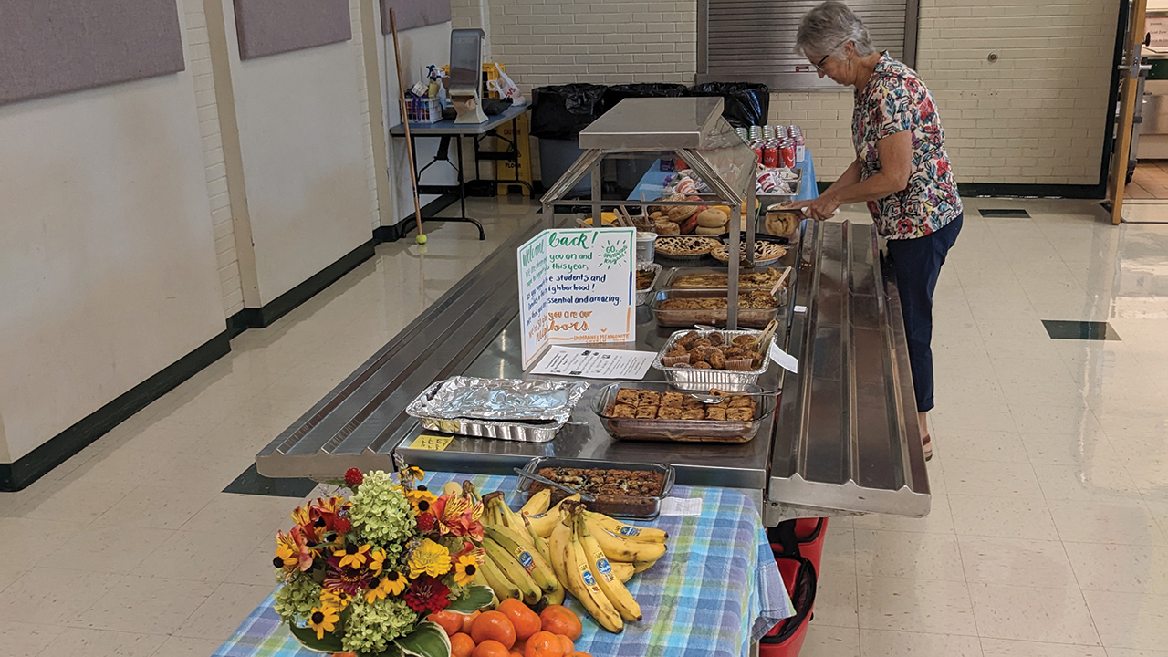 Immanuel Mennonite Church provided breakfast at Spotswood Elementary on the first day teachers and staff returned. —Melissa Marques Weaver