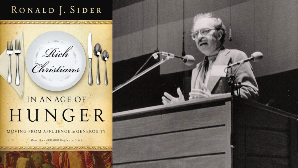 Ronald J. Sider (1939-2022), author of Rich Christians in an Age of Hunger (1977), at the 1984 Mennonite World Conference assembly in Strasbourg, France. Christianity Today cited Rich Christians as one of the 100 most influential books in religion in the 20th century. — Brethren in Christ Historical Library and Archives