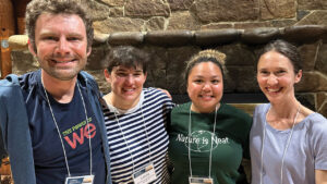 The Taftsville Chapel Mennonite Fellowship creation care team, from left: Pastor Steve McCloskey, Laura Beidler, Navy Graber and Heather Wolfe. — Courtesy of Douglas Day Kaufman