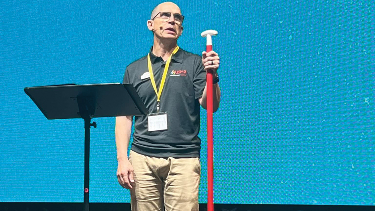 U.S. Conference of Mennonite Brethren Churches national director Aaron Box speaks about the need for all of USMB to row together at USMB Gathering 2024 in Omaha, Neb. — USMB