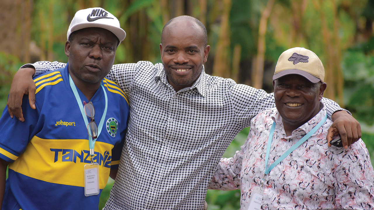 From left, Musuto Chirangi of Tanzania; Mulanda Jimmy Juma, MCC representative for Rwanda and Burundi; and Philip Okeyo of Kenya. — Julia Weaver/MCC